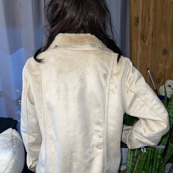 CHIT CHAT Faux Suede Fur Jeweled Jacket Coat Medium - Picture 5 of 13